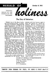 Title Page of Herald of Holiness - October 8, 1951