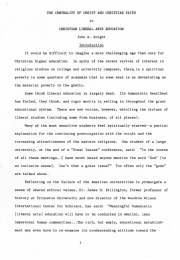The Centrality of Christ and Christian Faith in Christian Liberal Arts Education