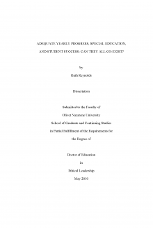 Adequate Yearly Progress, Special Education, and Student Success: Can They All Co-Exist?