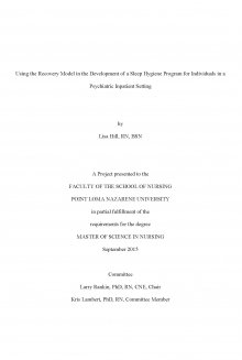 Using the Recovery Model in the Development of a Sleep Hygiene Program for Individuals in a Psychiatric Inpatient Setting