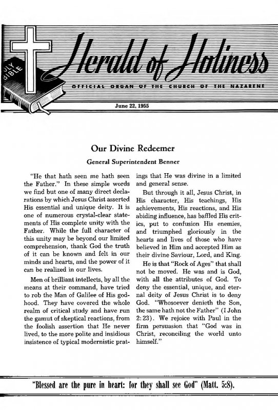 Title Page of Herald of Holiness - June 22, 1955