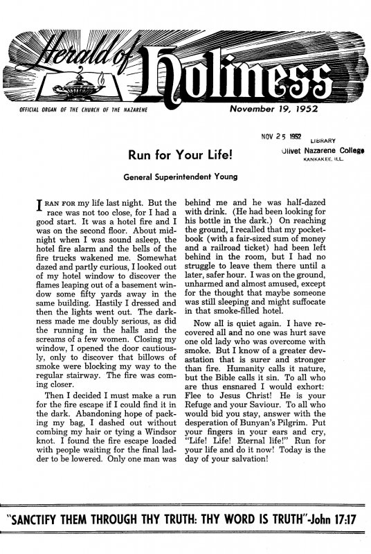 Title Page of Herald of Holiness - November 19, 1952
