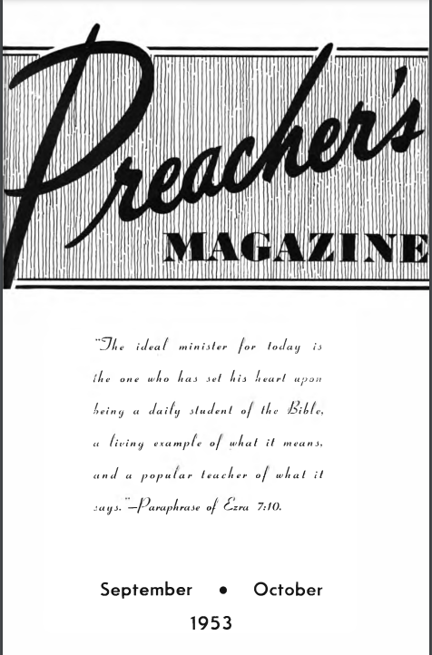 Title Page of Preacher's Magazine Sept/Oct 1953