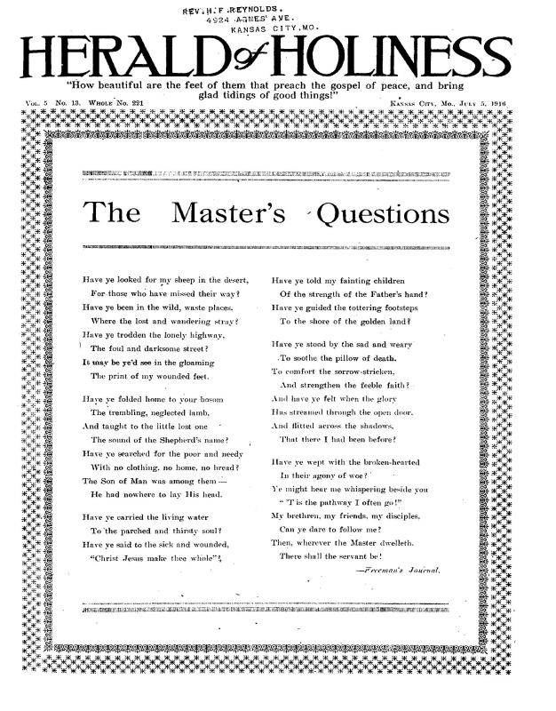 Title Page of Herald of Holiness - July 5, 1916