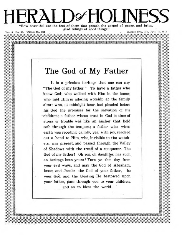 Title Page of Herald of Holiness - July 19, 1916
