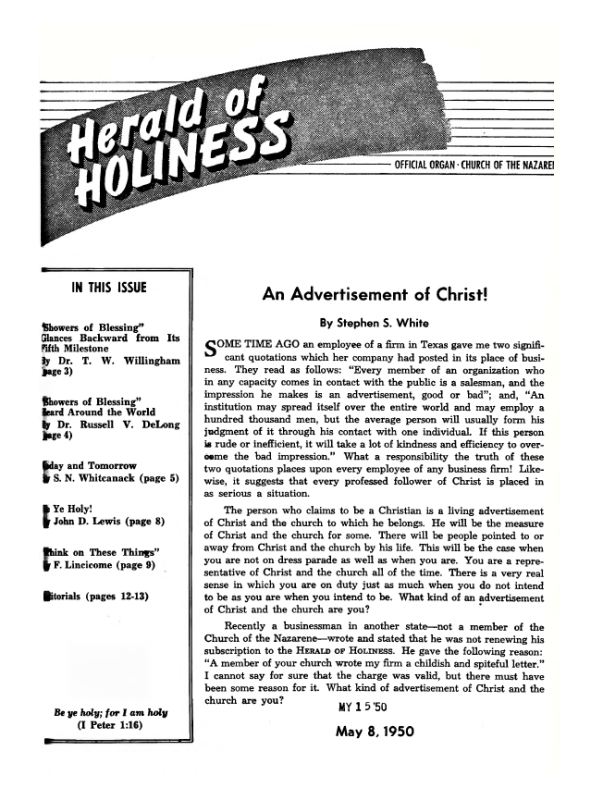 Cover of Herald of Holiness - May 8, 1950