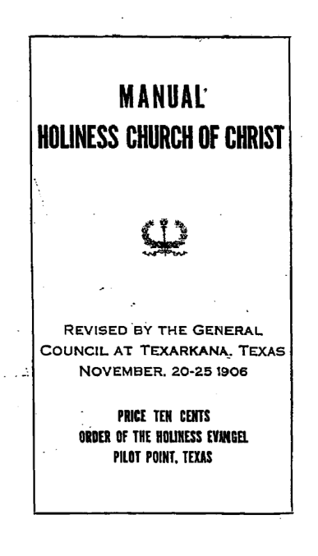Title Page of the Manual Holiness Church of Christ 1906
