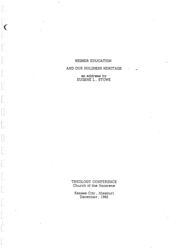 Higher Education and our Holiness Heritage