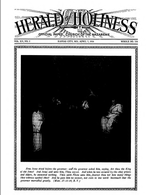 Front page of Herald of Holiness - April 07, 1926