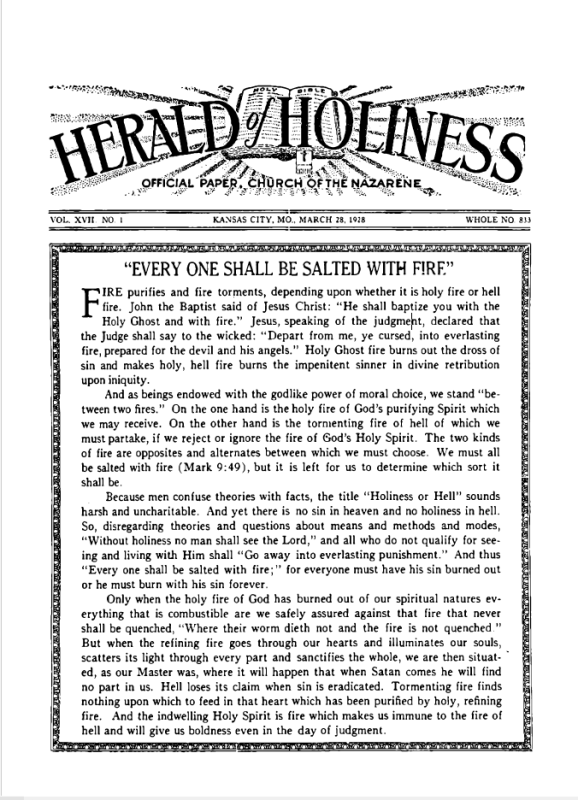 Front page of Herald of Holiness - March 28, 1928