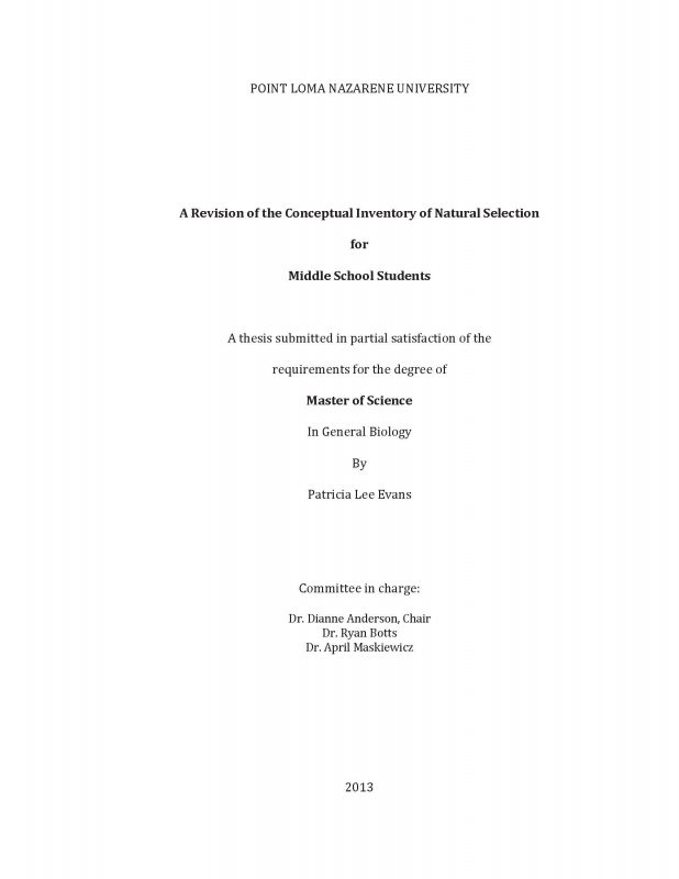 A Revision of the Conceptual Inventory of Natural Selection for Middle School Students