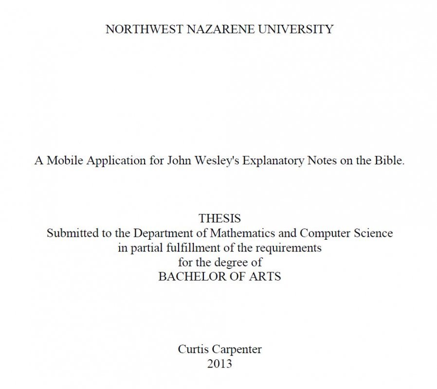 A Mobile Application for John Wesley's Explanatory Notes on the Bible