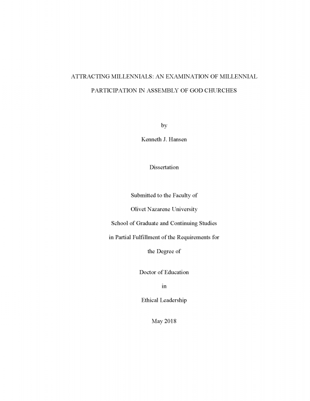 Attracting Millennials: An Examination of Millennial Participation in Assembly of God Churches