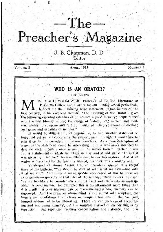 Preacher's Magazine April 1933