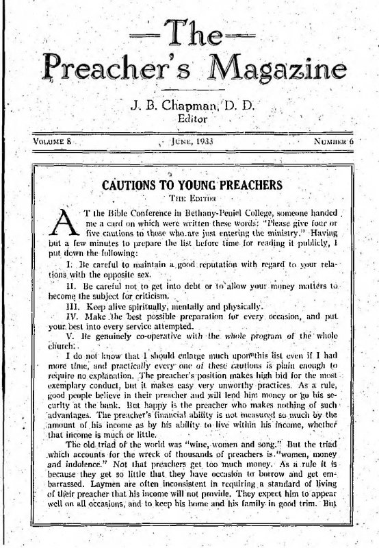 Preacher's Magazine June 1933