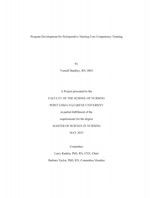 Program Development for Perioperative Nursing Core Competency Training