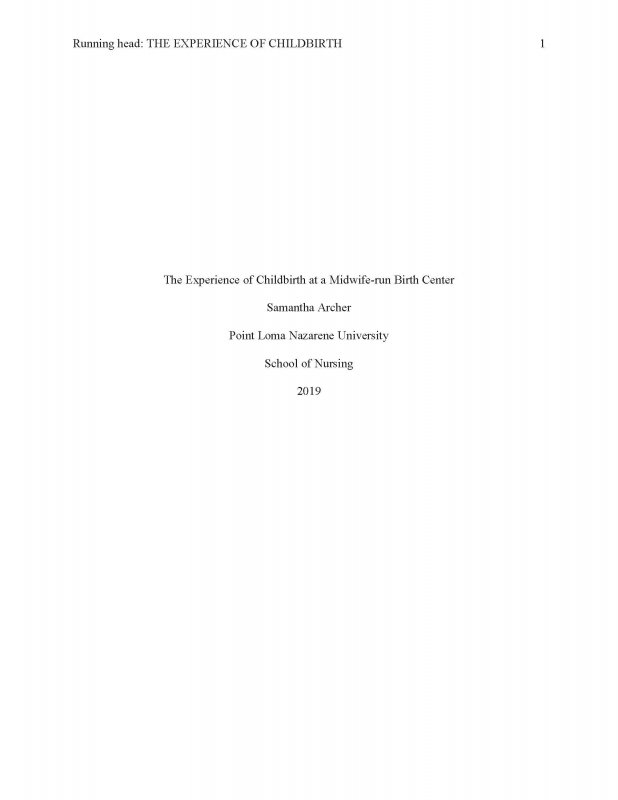 The Experience of Childbirth at a Midwife-Run Birth Center